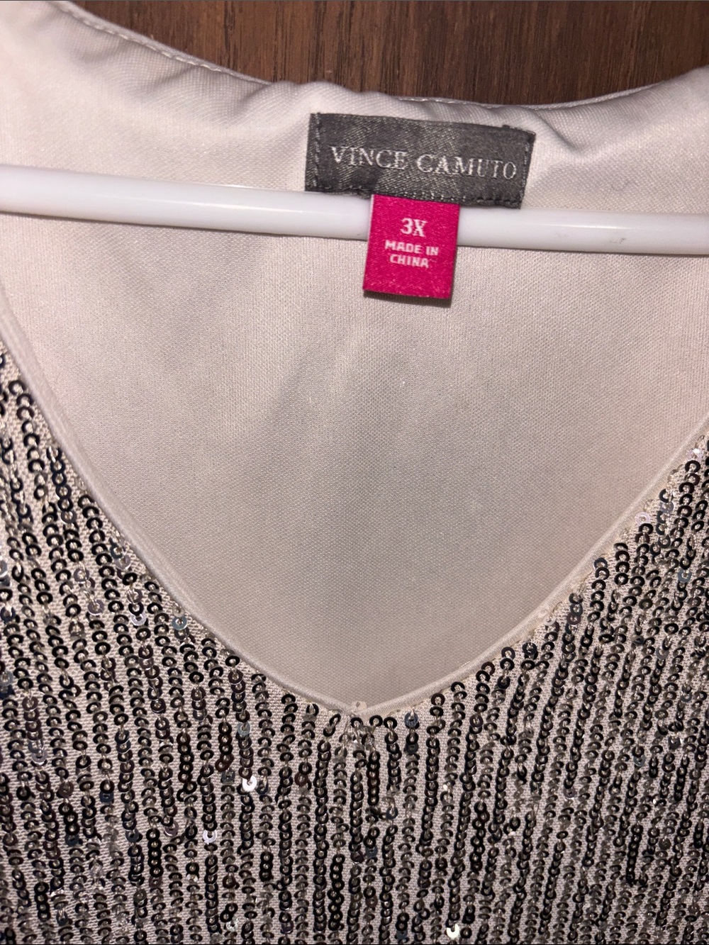 Vince Camuto Silver Sequin V-Neck Mini Dress - Picture 2 of 16